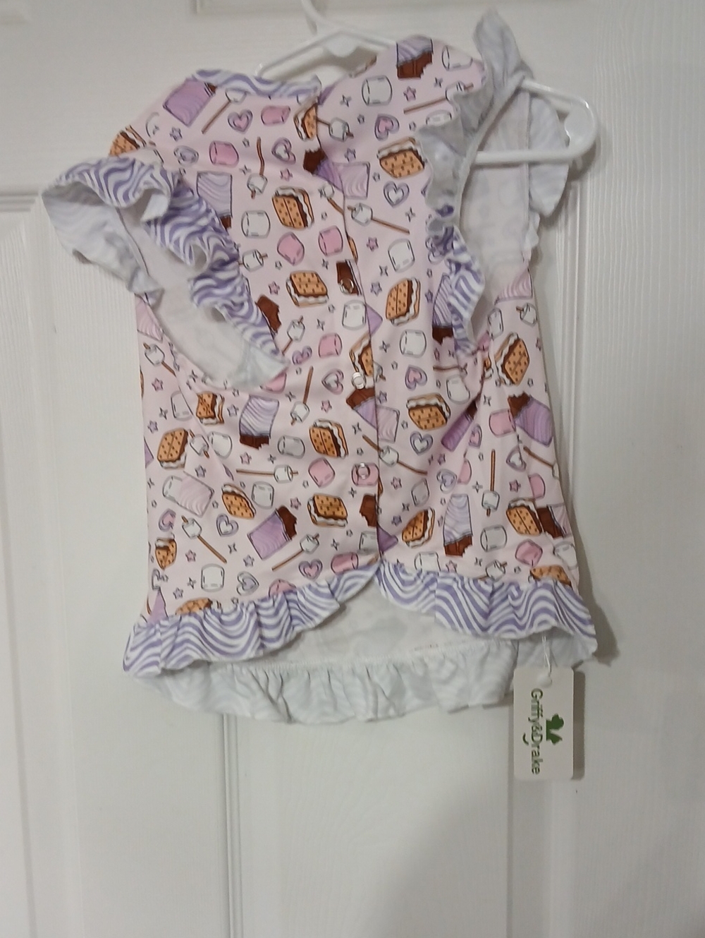 Pink Sweets Print Ruffle Dog Tank - Playful Marshmallow Design